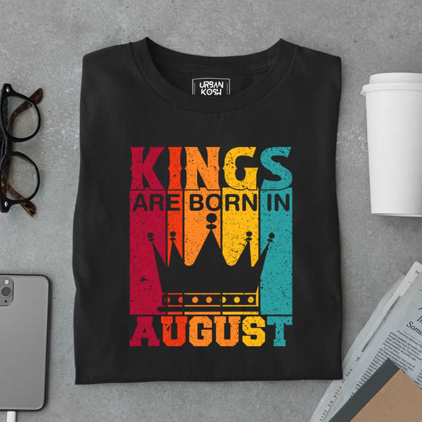 Vintage Kings are Born in August Limited Edition Premium Birthday T-Shirt