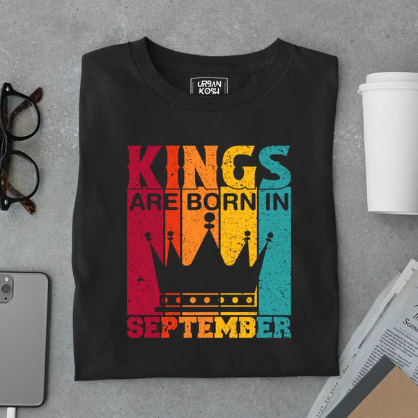 Vintage Kings are Born in September Limited Edition Premium Birthday T-Shirt