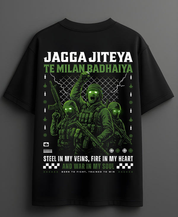 Jagga Jiteya Te Milan Badhaiya – Army Tribute Premium Black T-Shirt