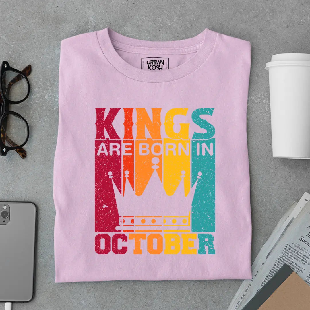 Vintage Kings are Born in October Limited Edition Premium Birthday T-Shirt
