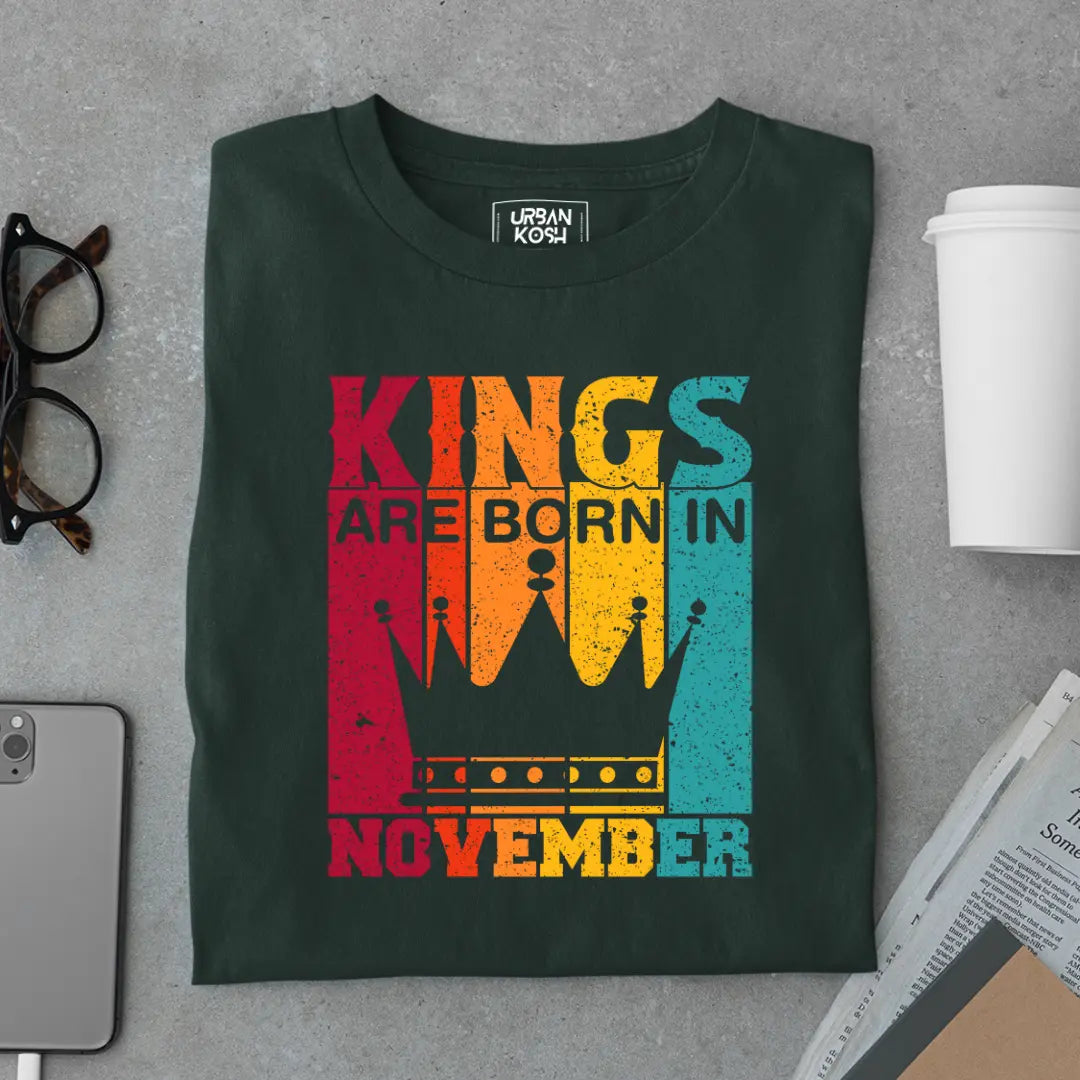 Vintage Kings are Born in November Limited Edition Premium Birthday T-Shirt