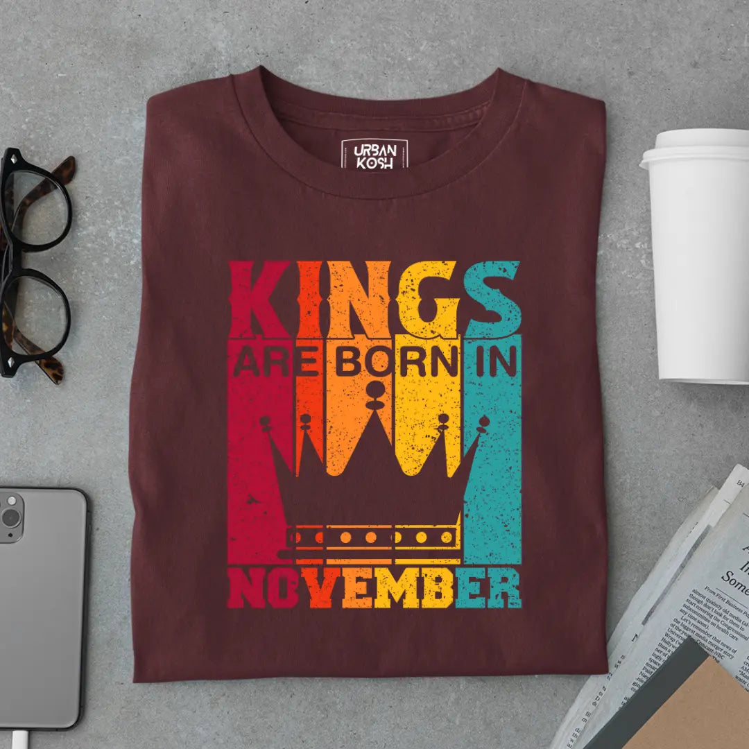 Vintage Kings are Born in November Limited Edition Premium Birthday T-Shirt
