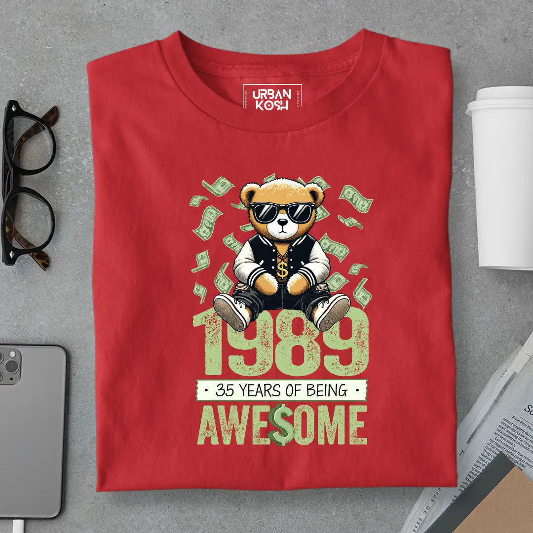 Teddy 1989, 35 Years of Being Awesome T-Shirt