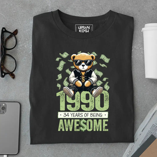 Teddy 1990, 34 Years of Being Awesome T-Shirt