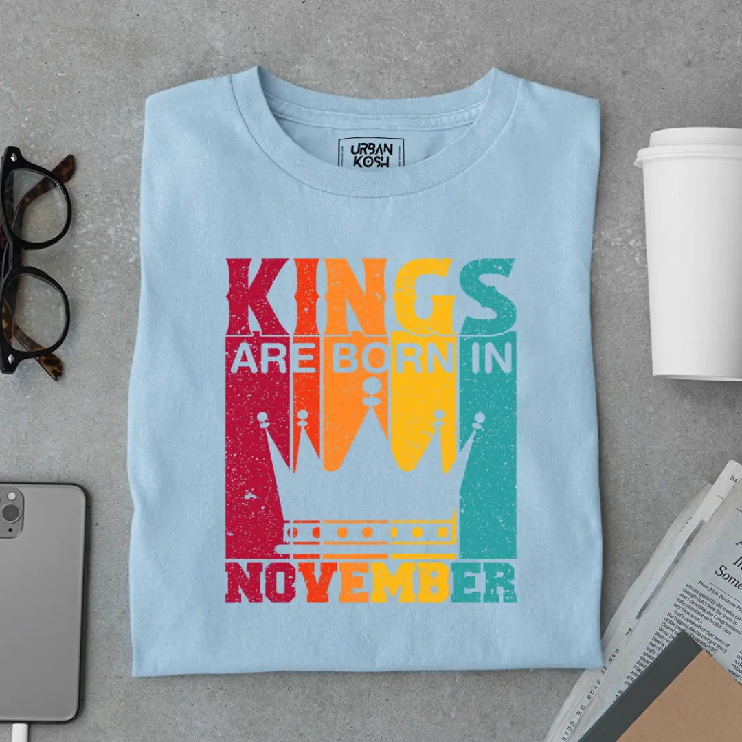 Vintage Kings are Born in November Limited Edition Premium Birthday T-Shirt