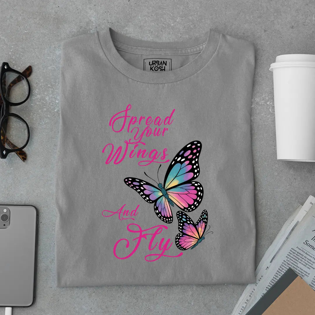 Spread Your Wings and Fly - Premium Butterfly T-Shirt for Women