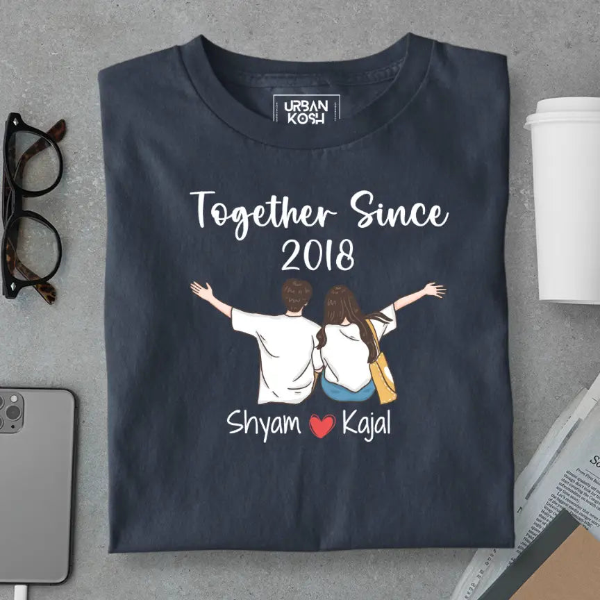 [Personalised] Together Since [Year] Couple T-Shirt – Valentine’s Day Special