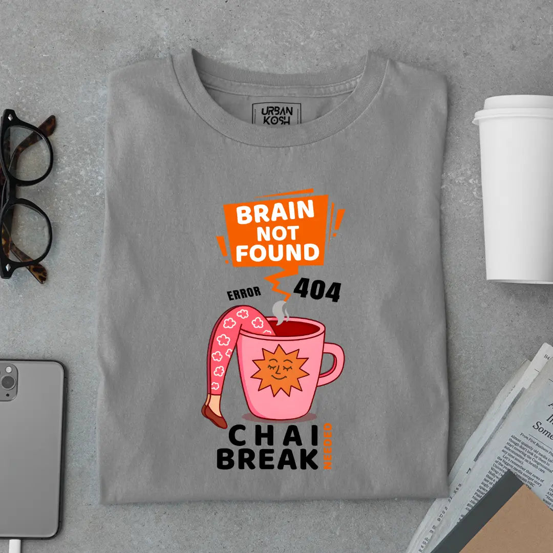 Brain Not Found Error 404 Chai Break Premium T-Shirt for Tea Lovers