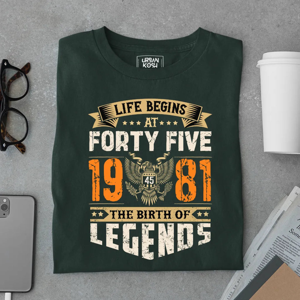 Life Begins at 45, 1981 The Birth of Legends Premium T-shirt