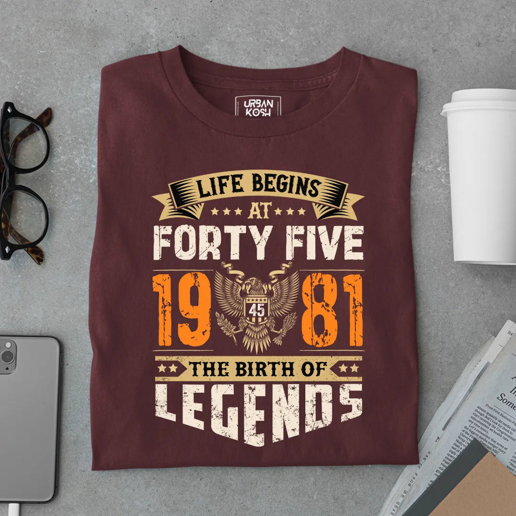 Life Begins at 45, 1981 The Birth of Legends Premium T-shirt