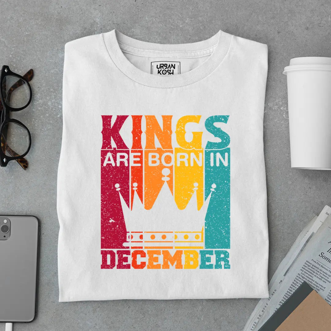 Vintage Kings are Born in December Limited Edition Premium Birthday T-Shirt