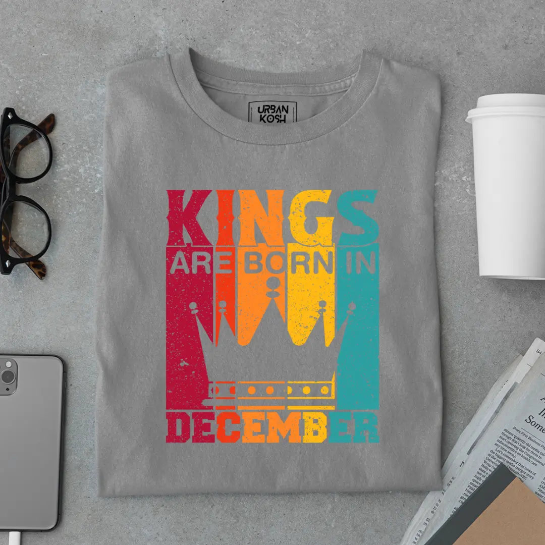 Vintage Kings are Born in December Limited Edition Premium Birthday T-Shirt
