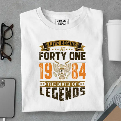Life Begins at 41, The Birth of Legends Premium Unisex Birthday T-shirt