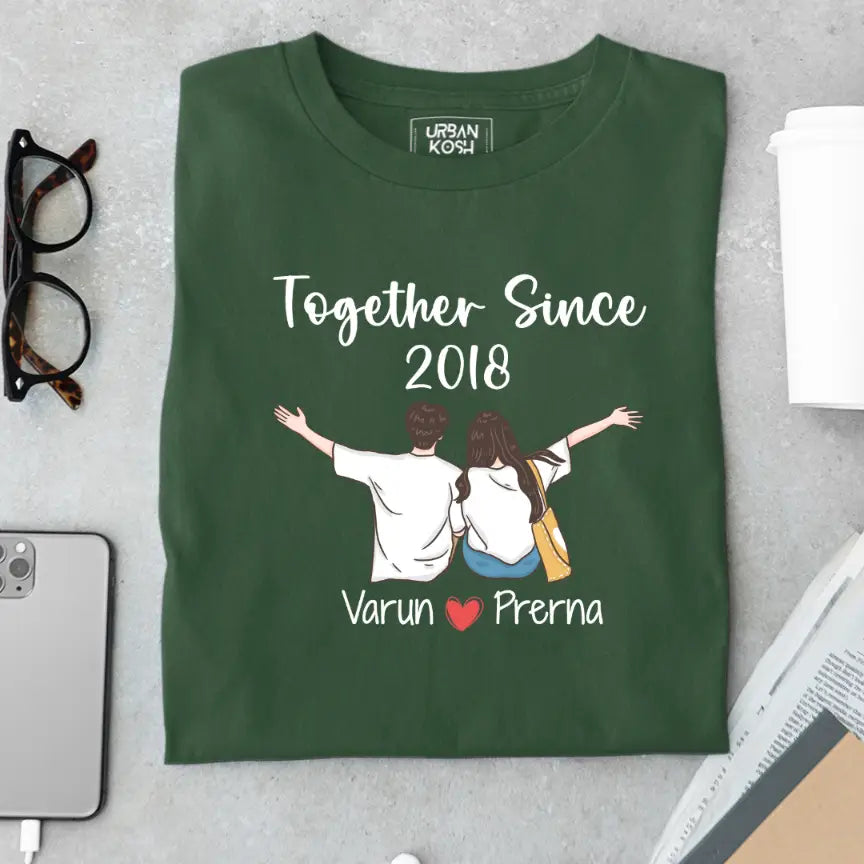 [Personalised] Together Since [Year] Couple T-Shirt – Valentine’s Day Special
