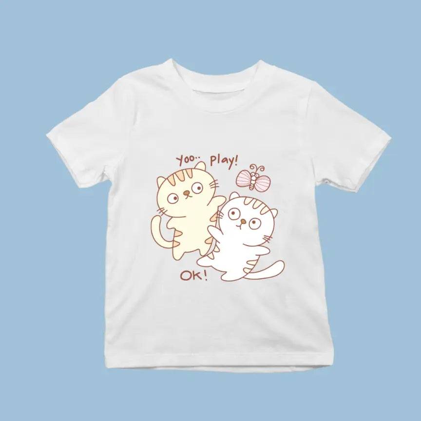 Cute Playing Kitten Exclusive T-shirt for Kids