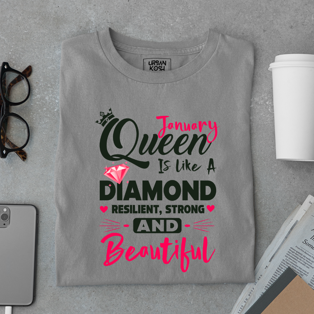 January Queen is Like a Diamond Premium Exclusive Birthday T-shirt