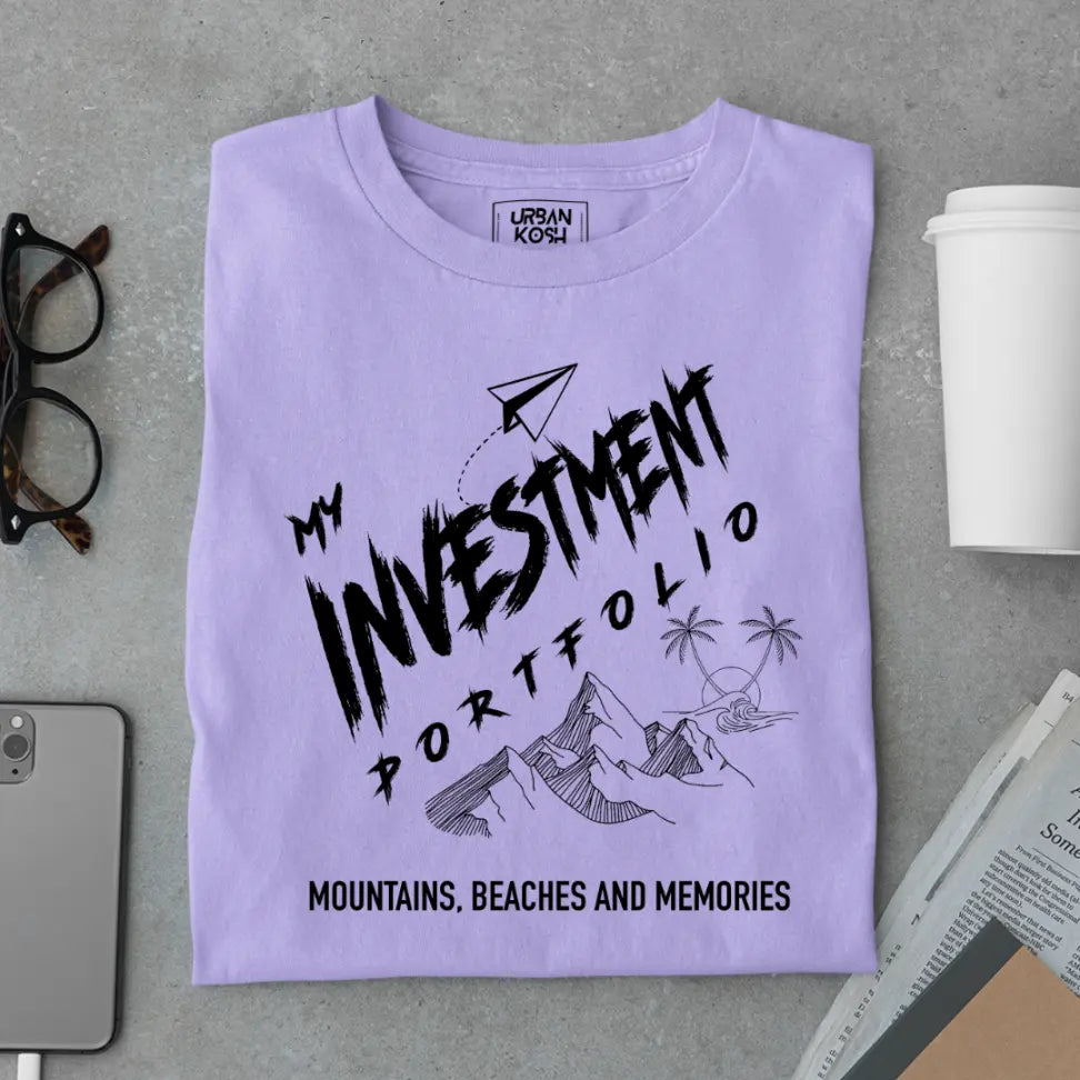 "My Investment Portfolio Mountains, Beaches and Memories" Premium Wanderlust T-Shirt