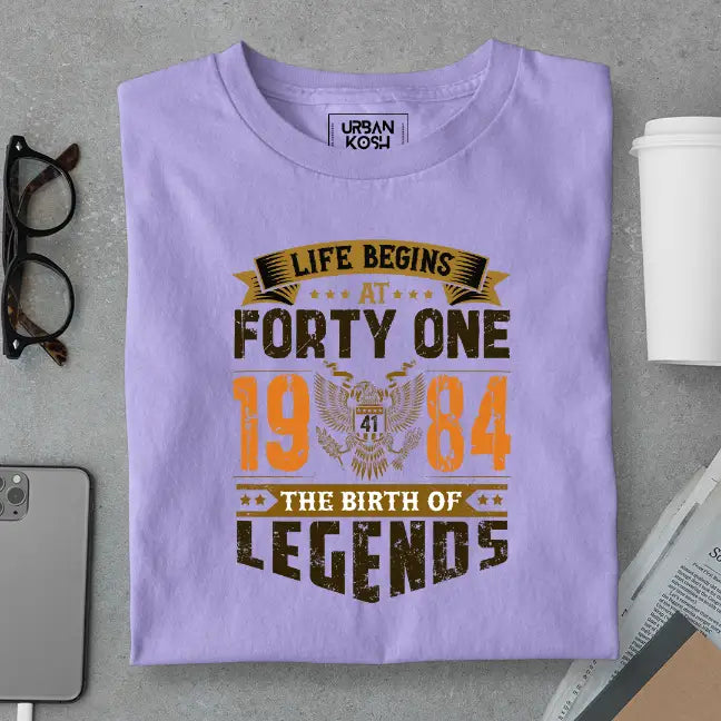 Life Begins at 41, The Birth of Legends Premium Unisex Birthday T-shirt
