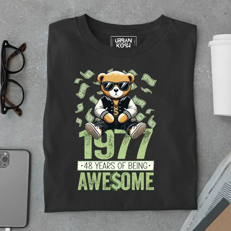 Teddy 1977, 48 Years of Being Awesome Premium Birthday T-Shirt