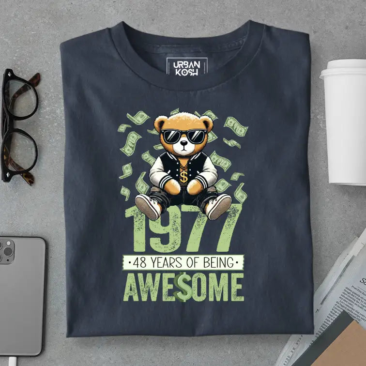 Teddy 1977, 48 Years of Being Awesome Premium Birthday T-Shirt