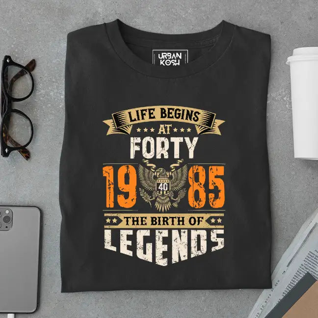 Life Begins at 40, The Birth of Legends Premium Unisex Birthday T-shirt