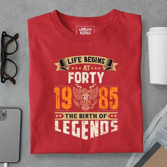 Life Begins at 40, The Birth of Legends Premium Unisex Birthday T-shirt