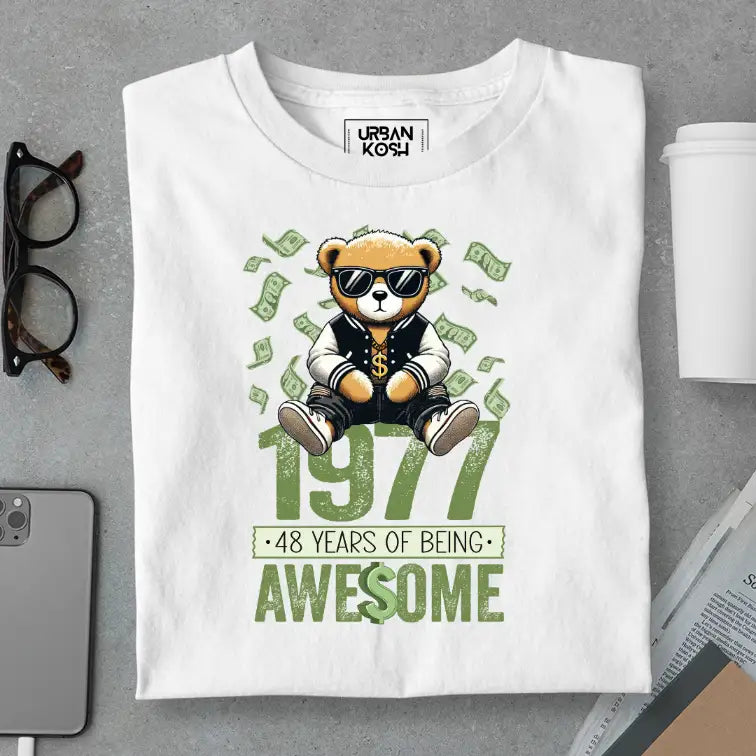 Teddy 1977, 48 Years of Being Awesome Premium Birthday T-Shirt