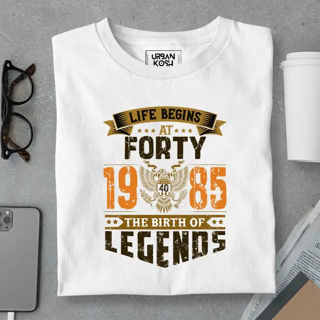 Life Begins at 40, The Birth of Legends Premium Unisex Birthday T-shirt