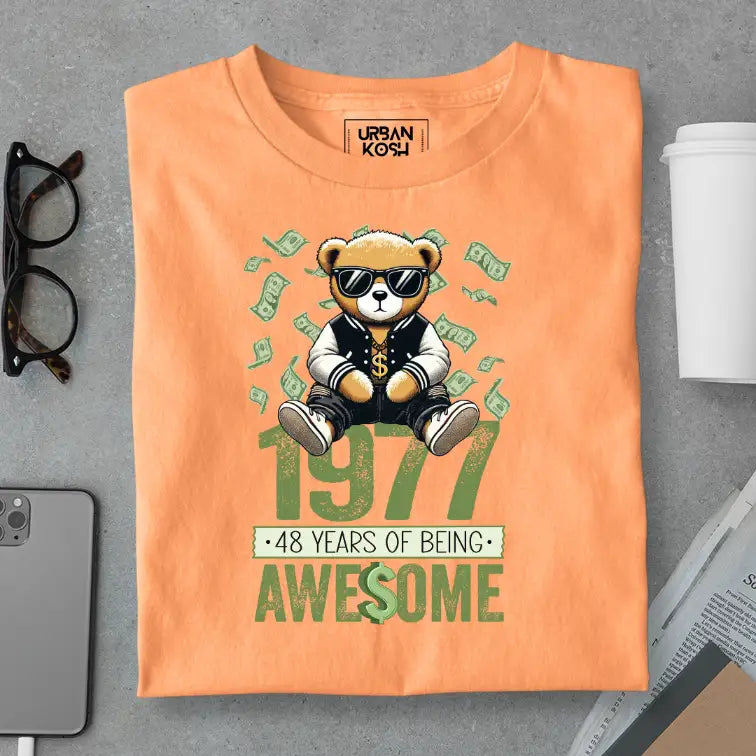 Teddy 1977, 48 Years of Being Awesome Premium Birthday T-Shirt