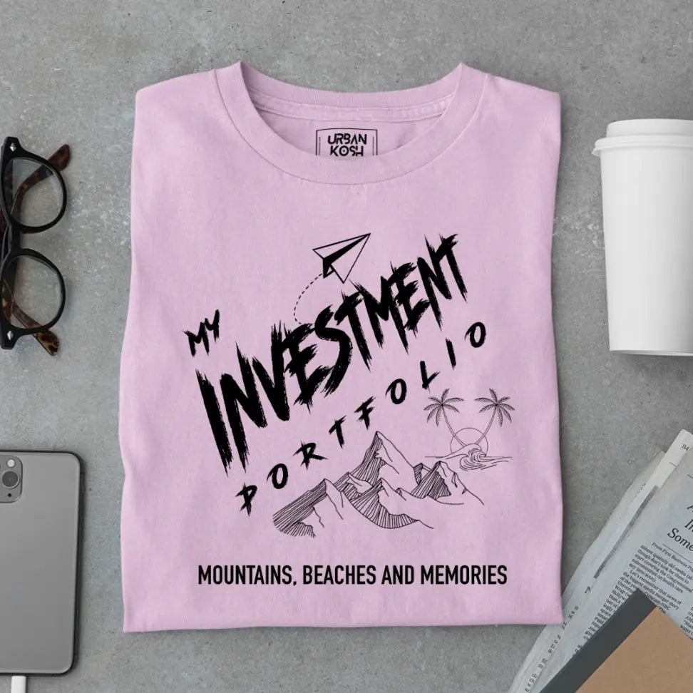 "My Investment Portfolio Mountains, Beaches and Memories" Premium Wanderlust T-Shirt