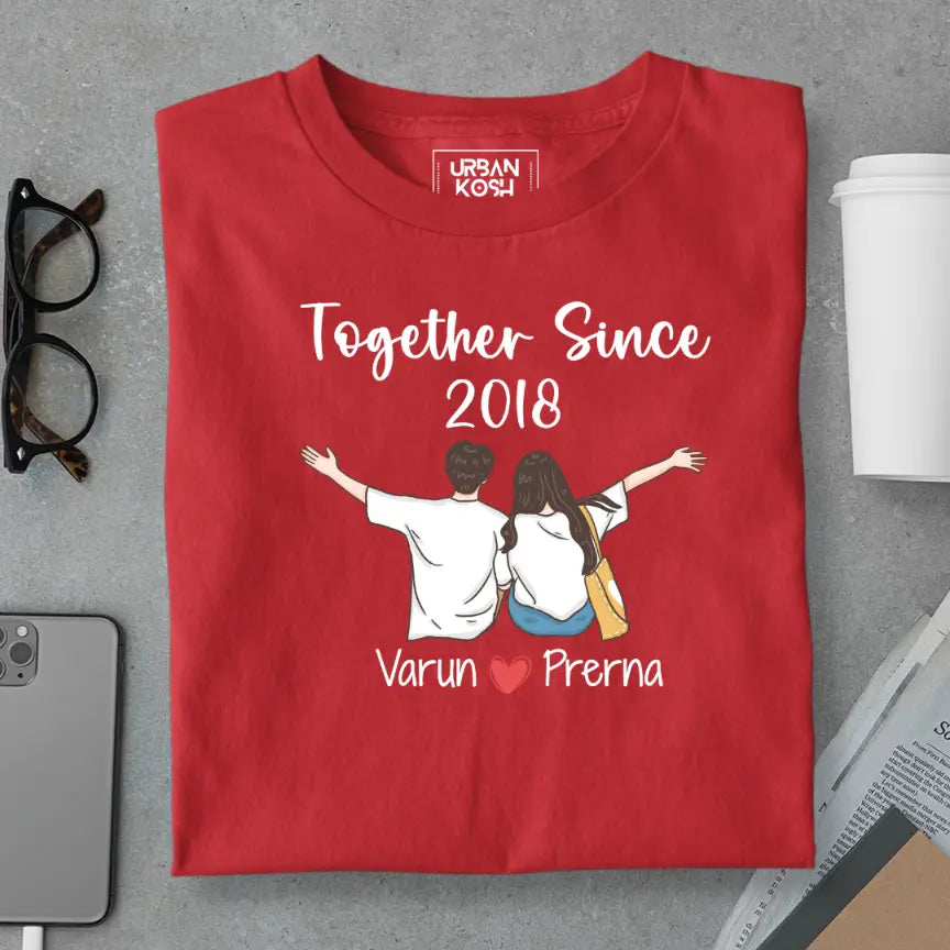 [Personalised] Together Since [Year] Couple T-Shirt – Valentine’s Day Special