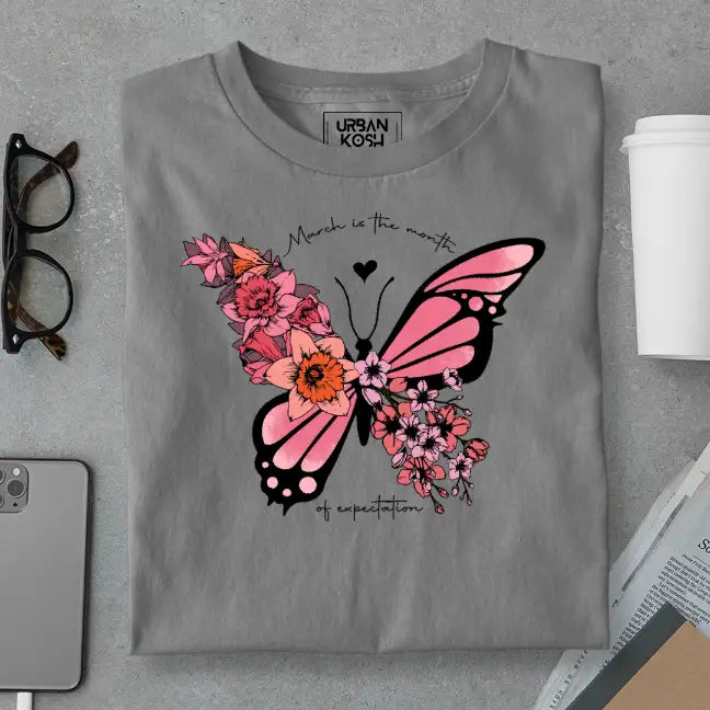 Butterfly of March Exclusive Premium Birthday T-Shirt for Women