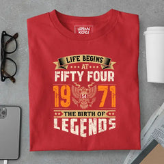 Life Begins at 54, The Birth of Legends Premium Unisex Birthday T-shirt