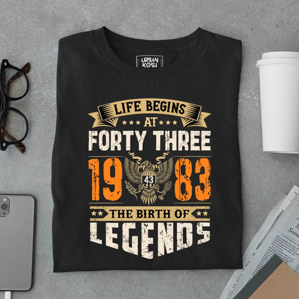 Life Begins at 43, 1983 The Birth of Legends Premium T-shirt