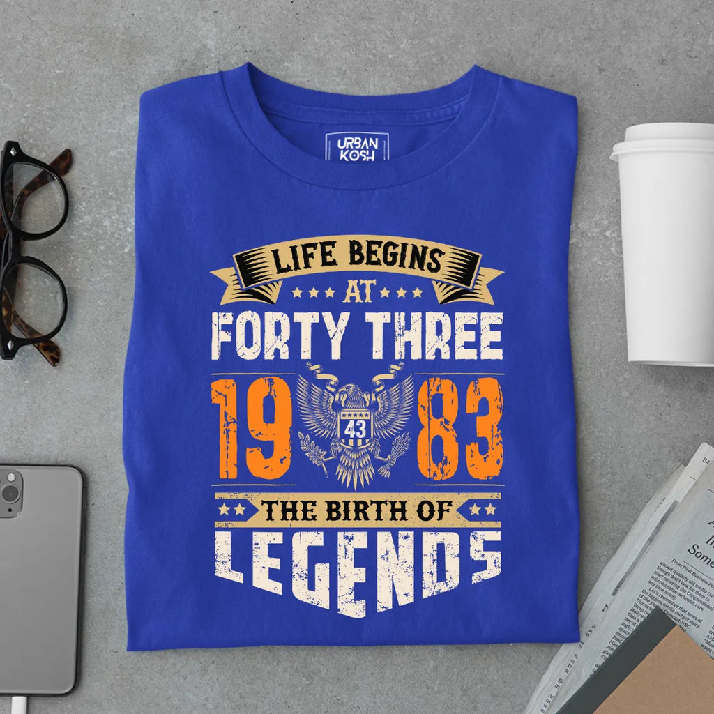 Life Begins at 43, 1983 The Birth of Legends Premium T-shirt