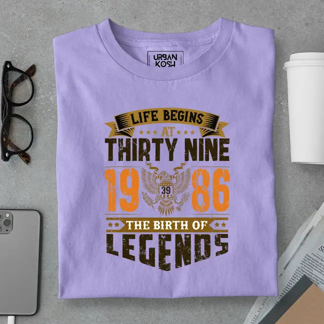 Life Begins at 39, The Birth of Legends Premium Unisex Birthday T-shirt