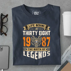 Life Begins at 38, The Birth of Legends Premium Unisex Birthday T-shirt