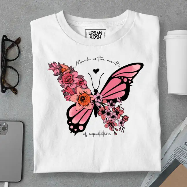 Butterfly of March Exclusive Premium Birthday T-Shirt for Women