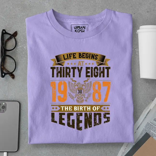 Life Begins at 38, The Birth of Legends Premium Unisex Birthday T-shirt