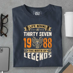 Life Begins at 37, The Birth of Legends Premium Unisex Birthday T-shirt