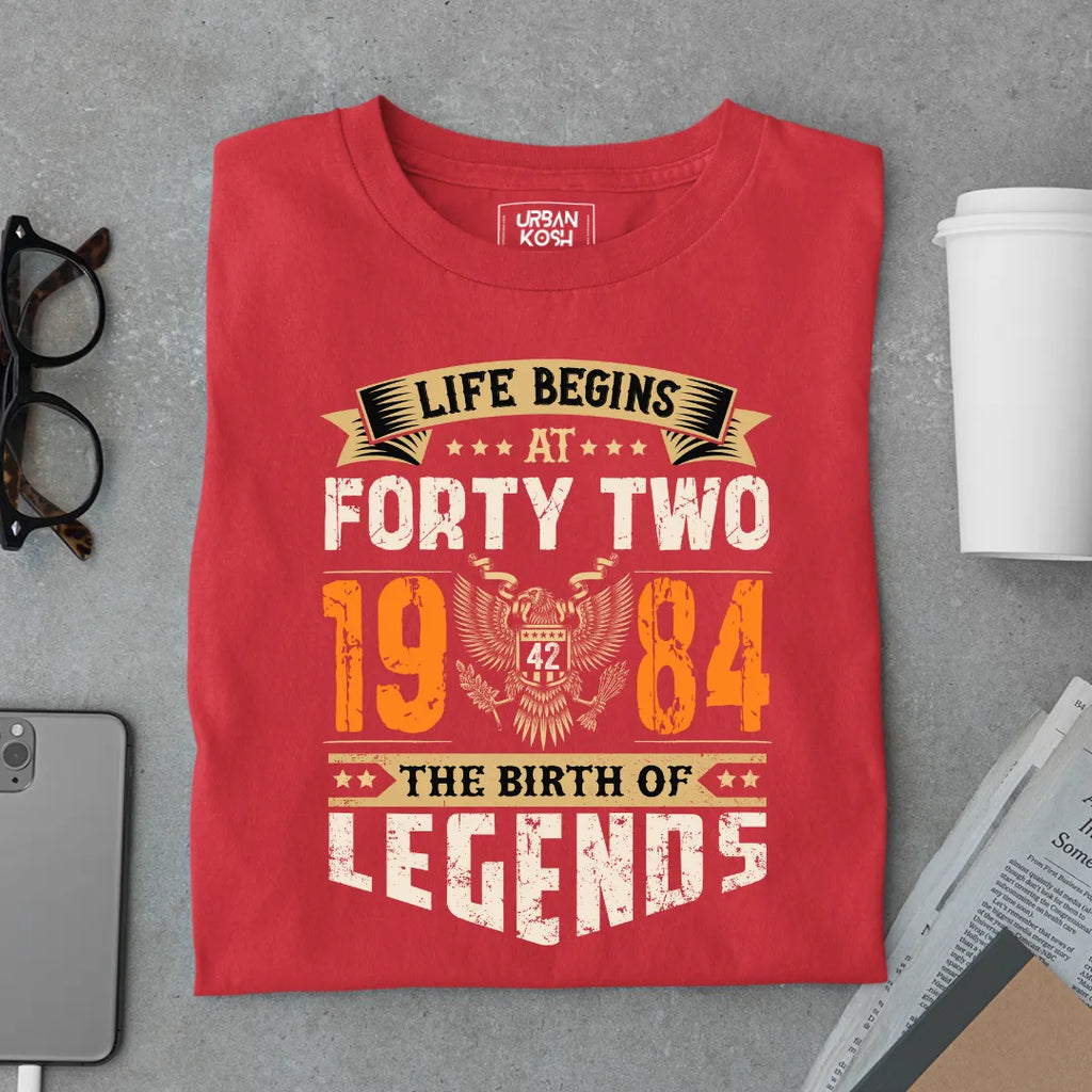 Life Begins at 42, 1984 The Birth of Legends Premium T-shirt
