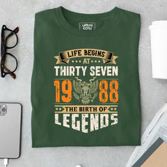 Life Begins at 37, The Birth of Legends Premium Unisex Birthday T-shirt