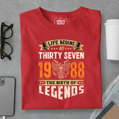 Life Begins at 37, The Birth of Legends Premium Unisex Birthday T-shirt