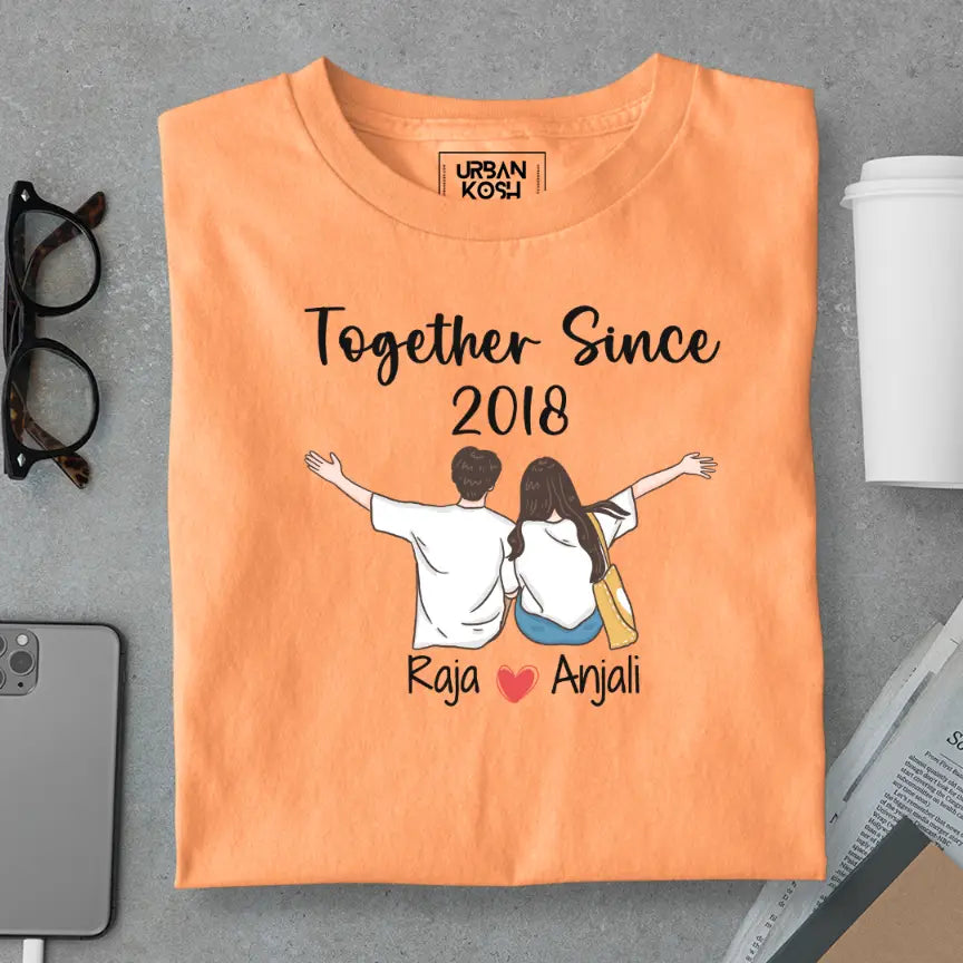 [Personalised] Together Since [Year] Couple T-Shirt – Valentine’s Day Special