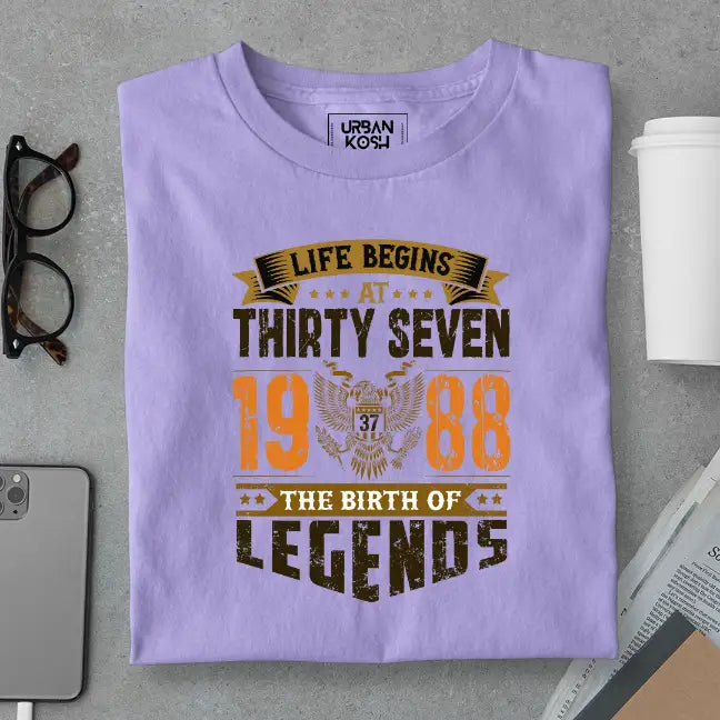 Life Begins at 37, The Birth of Legends Premium Unisex Birthday T-shirt
