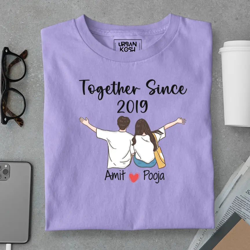 [Personalised] Together Since [Year] Couple T-Shirt – Valentine’s Day Special