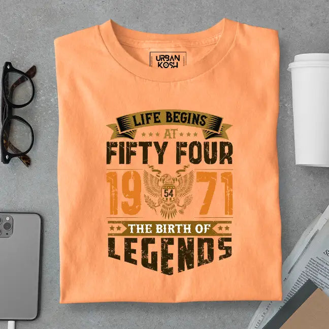 Life Begins at 54, The Birth of Legends Premium Unisex Birthday T-shirt