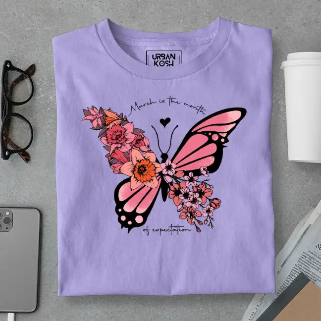 Butterfly of March Exclusive Premium Birthday T-Shirt for Women