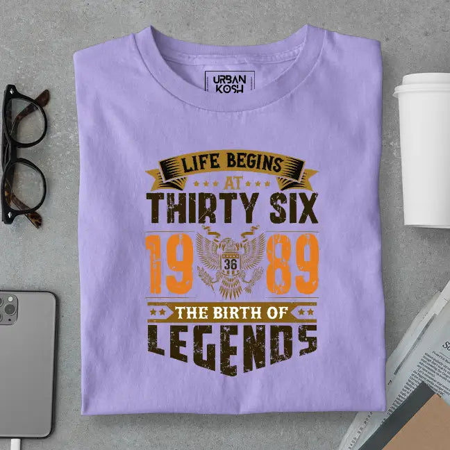 Life Begins at 36, The Birth of Legends Premium Unisex Birthday T-shirt