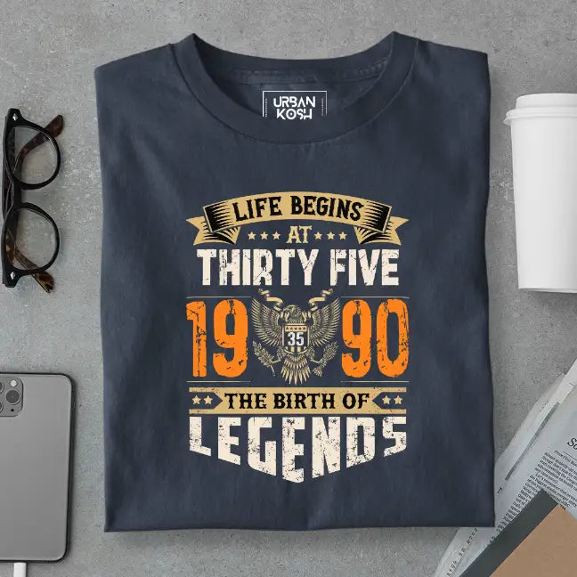 Life Begins at 35, The Birth of Legends Premium Unisex Birthday T-shirt